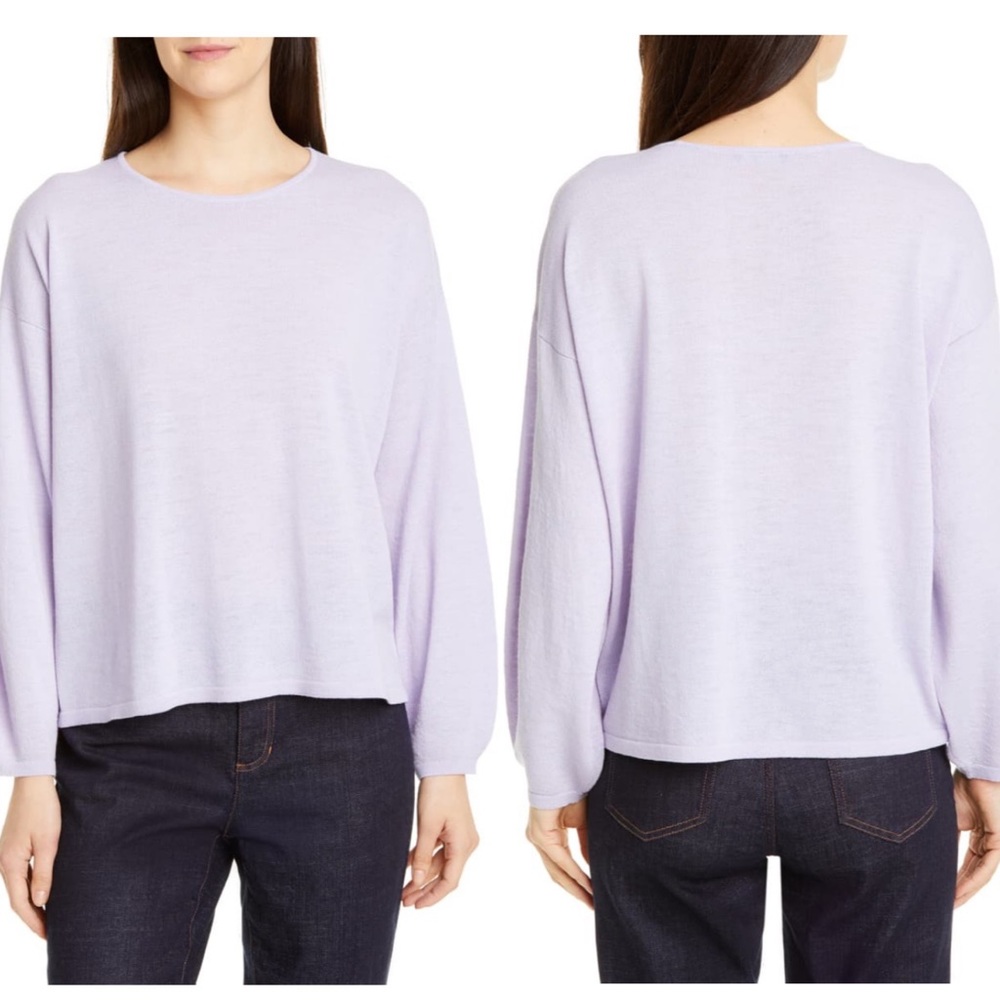 Eileen Fisher Round Neck Box Wool Sweater